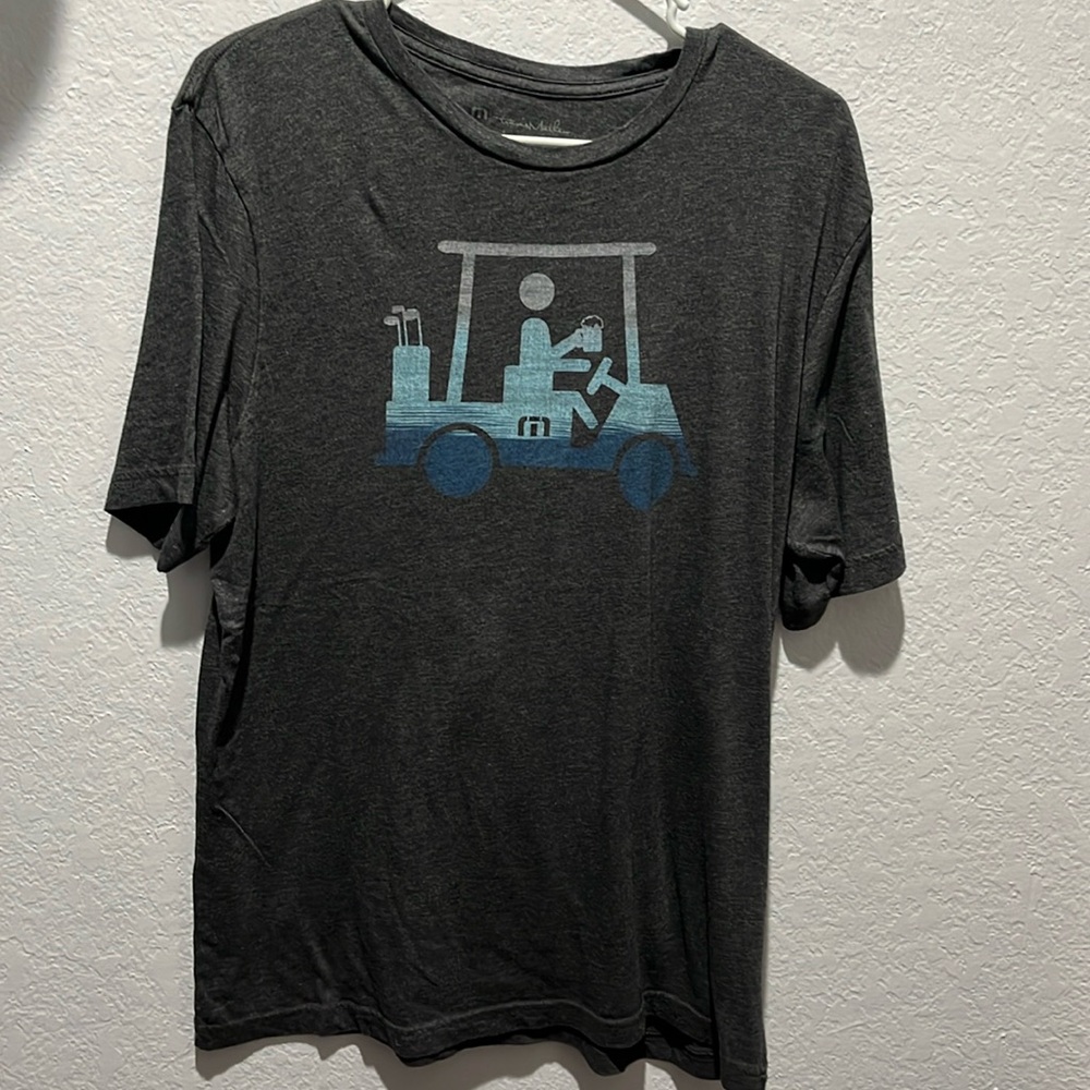 Travis Mathew L Shirt Golf Cart Beer Gray Short Sleeve
